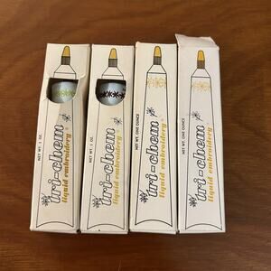 4 tubes TRI-CHEM liquid embroidery paint Lime rust Vermilion Lemon vintage